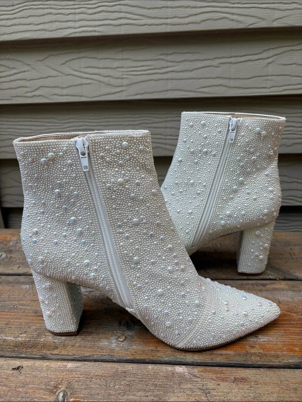 Betsey Johnson Cady Dress Ankle Boots Pearl Rhinestone Embellished 10 Lulus $159